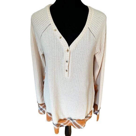 HEM & Thread Colorblocked V-Neck Casual Top sz(M) - Picture 1 of 8